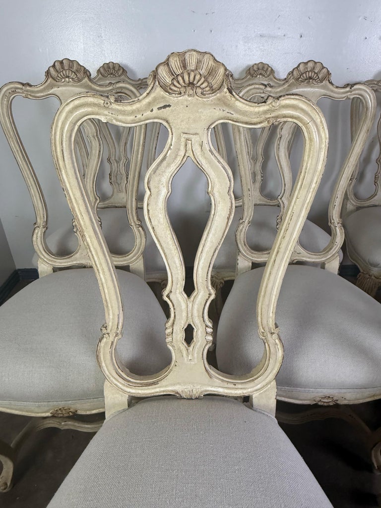 Set of Eight French Louis XV Style Dining Chairs