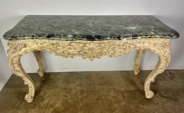 French Carved Louis XV Style Console with Marble Top