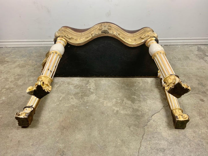 Italian Painted and Parcel Gilt Leather Bench