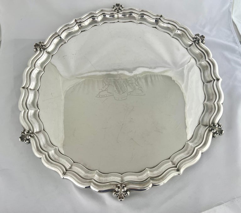 Pour Le Bain-English Silver Footed Tray w/ Etched Shield