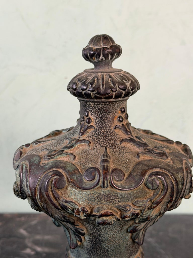 19th Century Cast Iron Finial with Baroque Revival Ornamentation