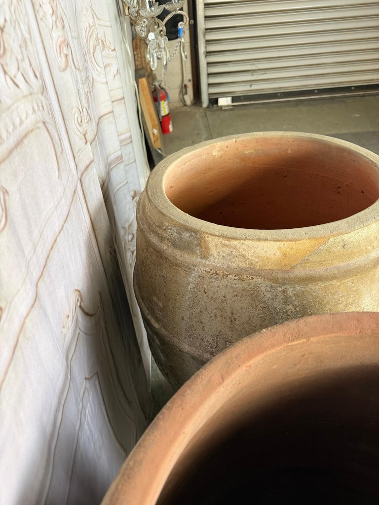 Pair of Antique Mediterranean Terracotta Storage Jars with Weathered Patina