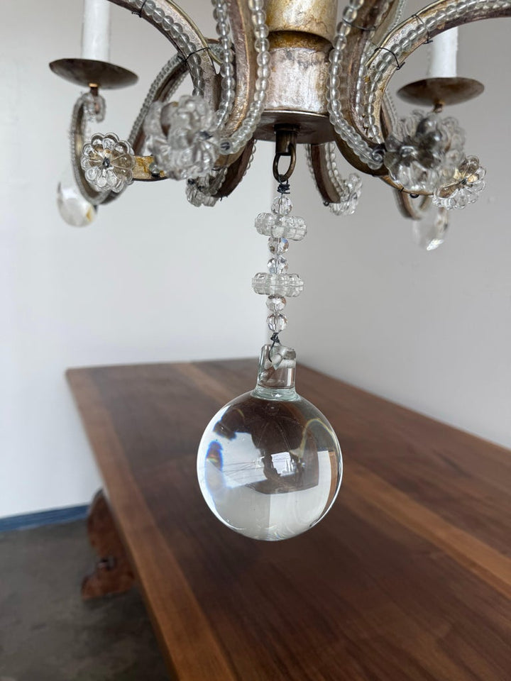 Italian Crystal Beaded Chandelier, Mid-20th Century