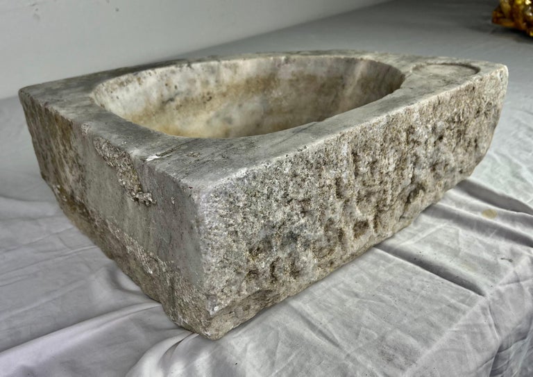 19th C. Hand Chiseled French Stone Sink