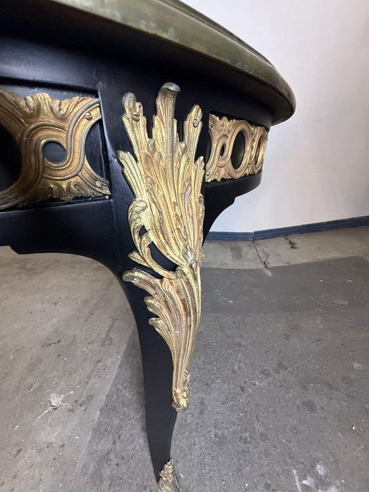 Grand French Louis XVI–Style Oval Dining Table with Gilt Pierced Apron