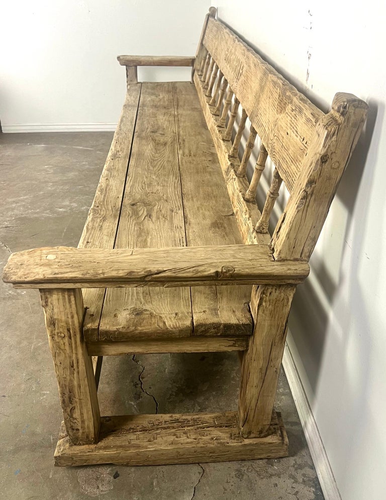 Early 19th C. Italian Carved Rustic Bench "Ave Maria"