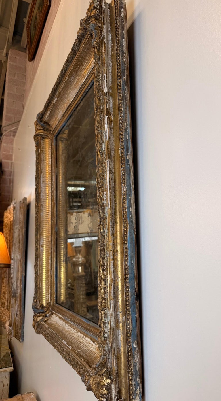 19th Century French Louis Philippe Giltwood Mirror with Original Mercury Glass