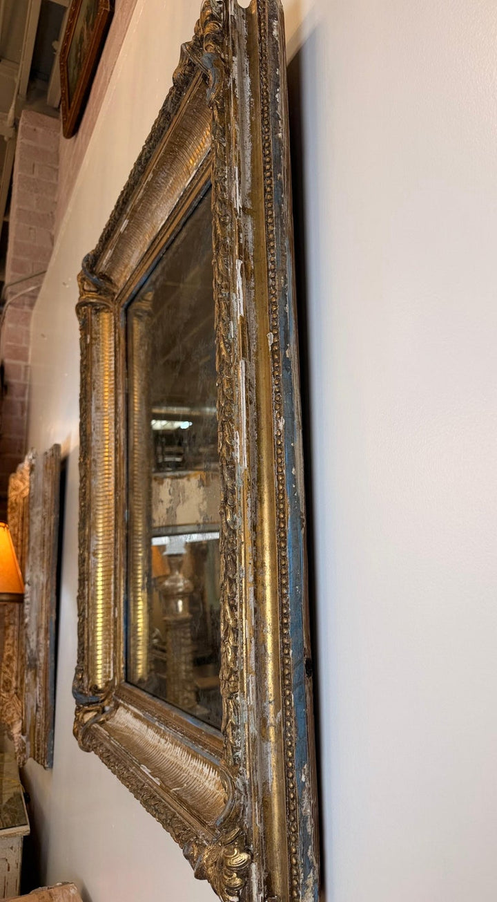 19th Century French Louis Philippe Giltwood Mirror with Original Mercury Glass