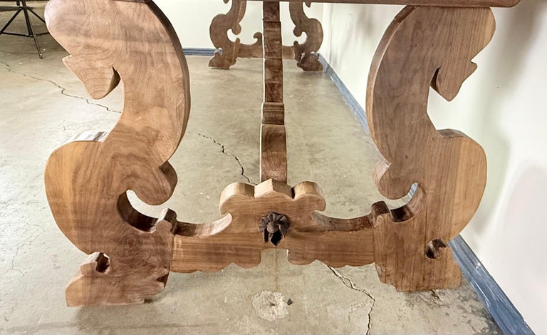 Spanish Revival Style Ten-Foot Dining Table in Solid Walnut
