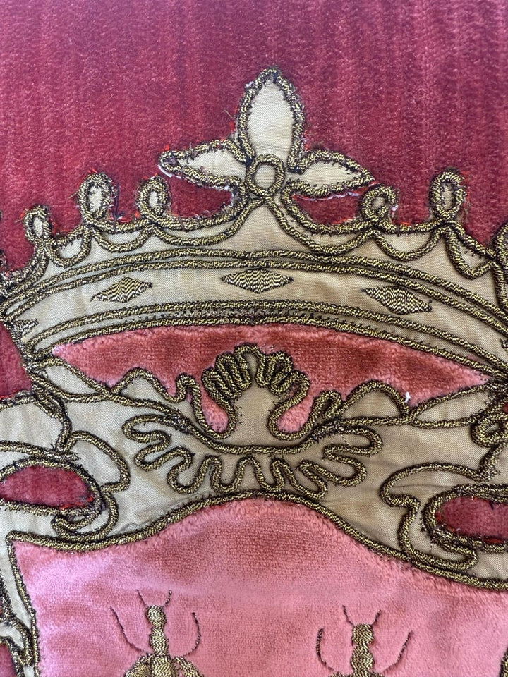 Pair of Custom Velvet Pillows with Heraldic Crest