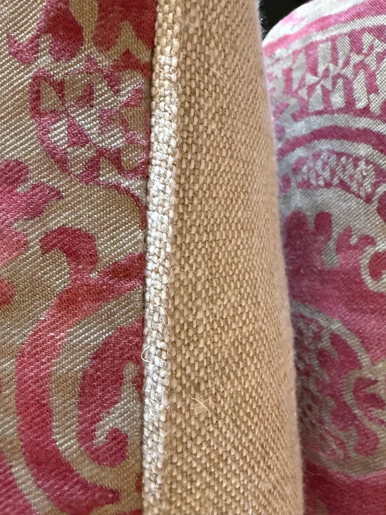 Pair of Vintage Fortuny Orsini Pillows with Belgian Linen Backs