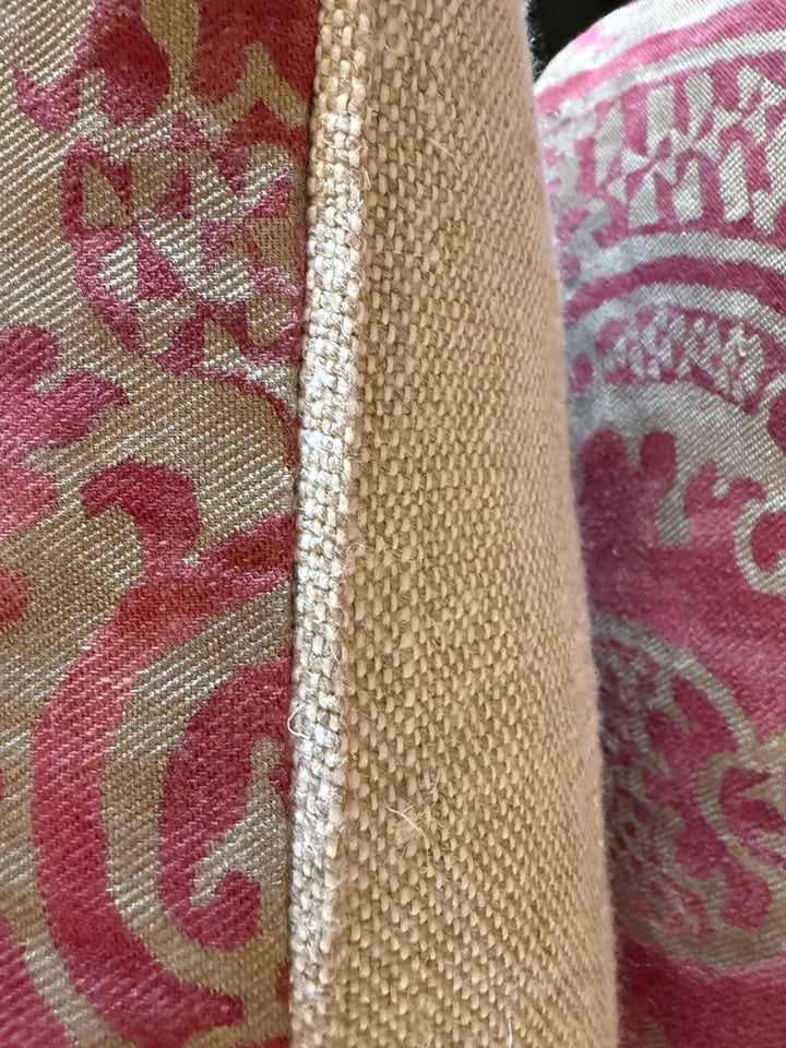 Pair of Vintage Fortuny Orsini Pillows with Belgian Linen Backs