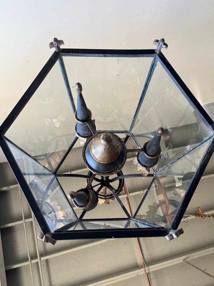 Antique Spanish Revival Hexagonal Crown Lantern-Pair Available