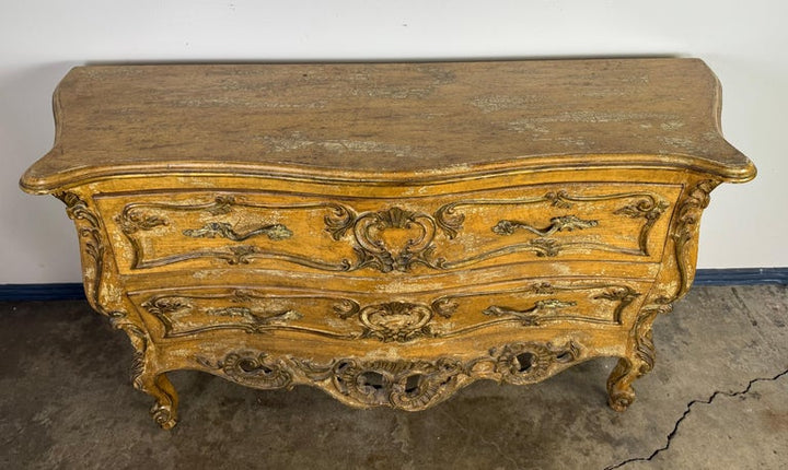 French Rococo Painted and Giltwood Commode