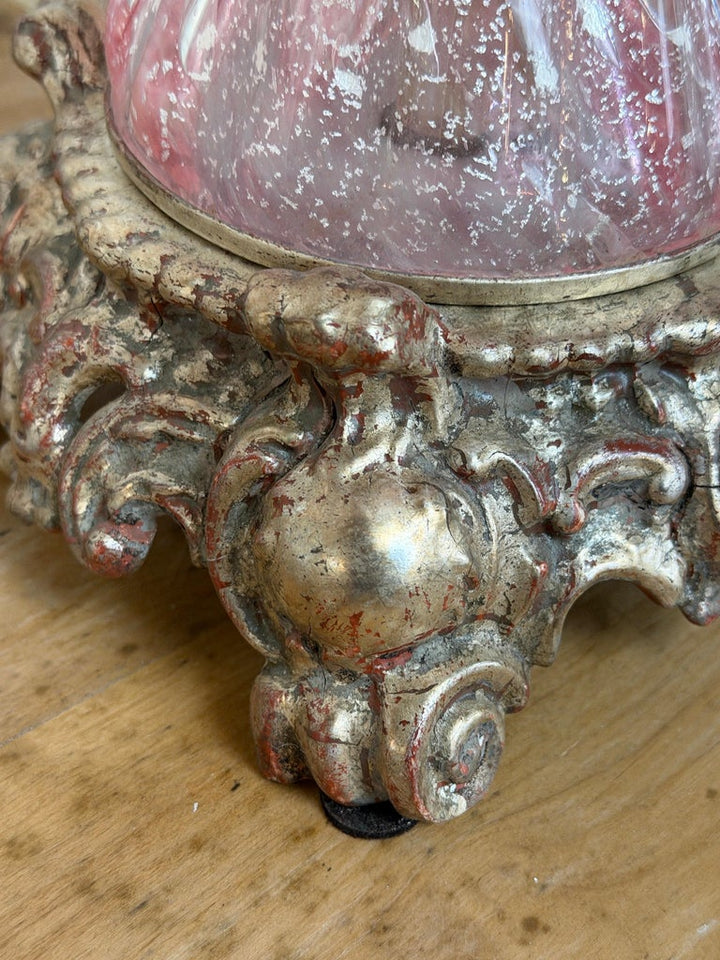 Pair of Murano Pink Bullicante Glass Table Lamps - Barovier &amp; Toso Style