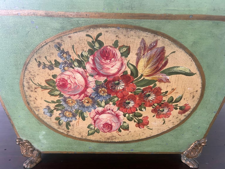 19th century French Tole Hand Painted Planter w/ Liner