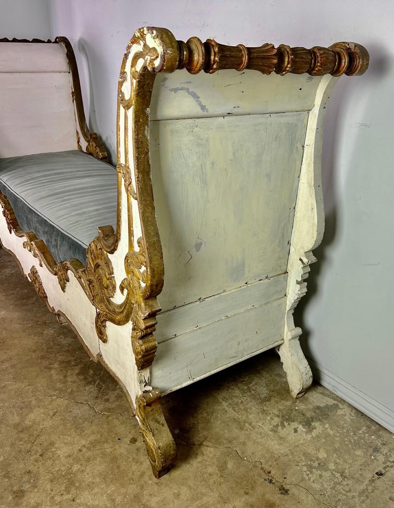 19th C. French Painted and Parcel Gilt Daybed