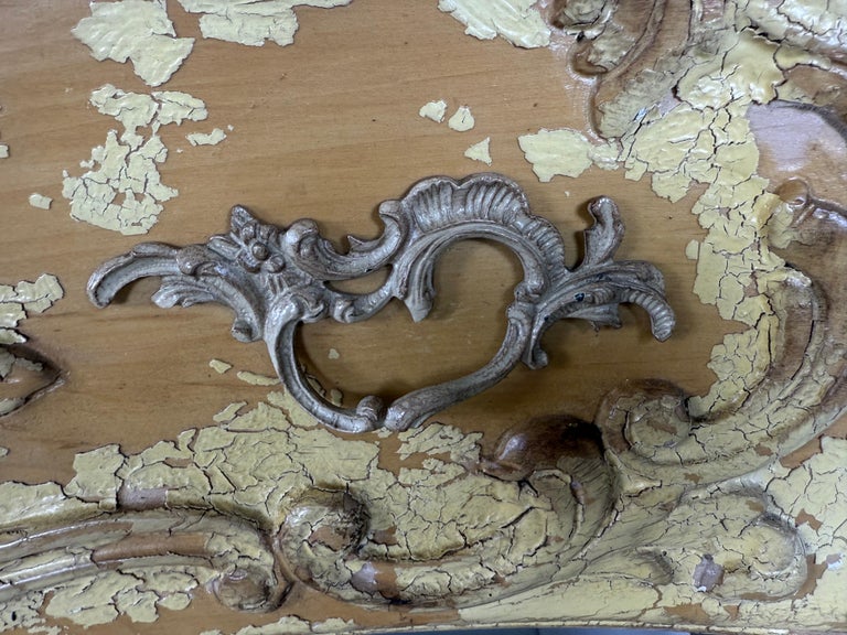 Pair of Louis XV–Style Painted Bombe Commodes with Carved Rococo Ornament