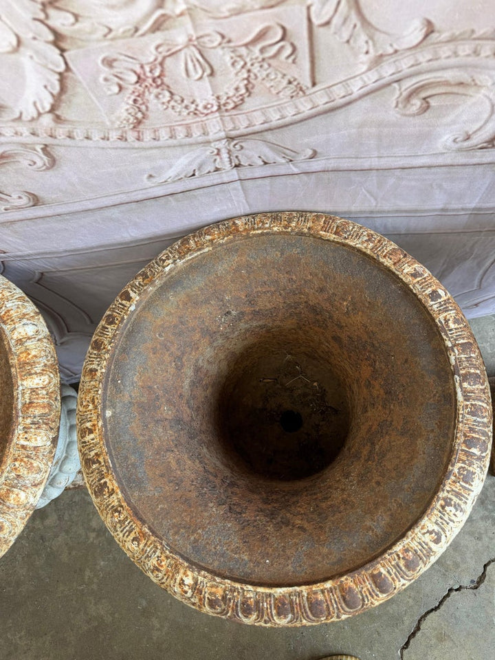 Set of 4 19th Century French Cast Iron Garden Urns