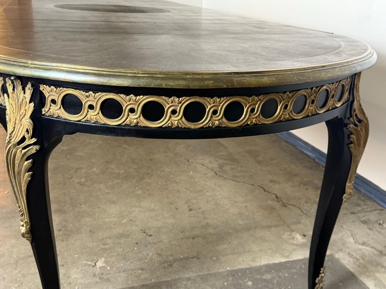 Grand French Louis XVI–Style Oval Dining Table with Gilt Pierced Apron