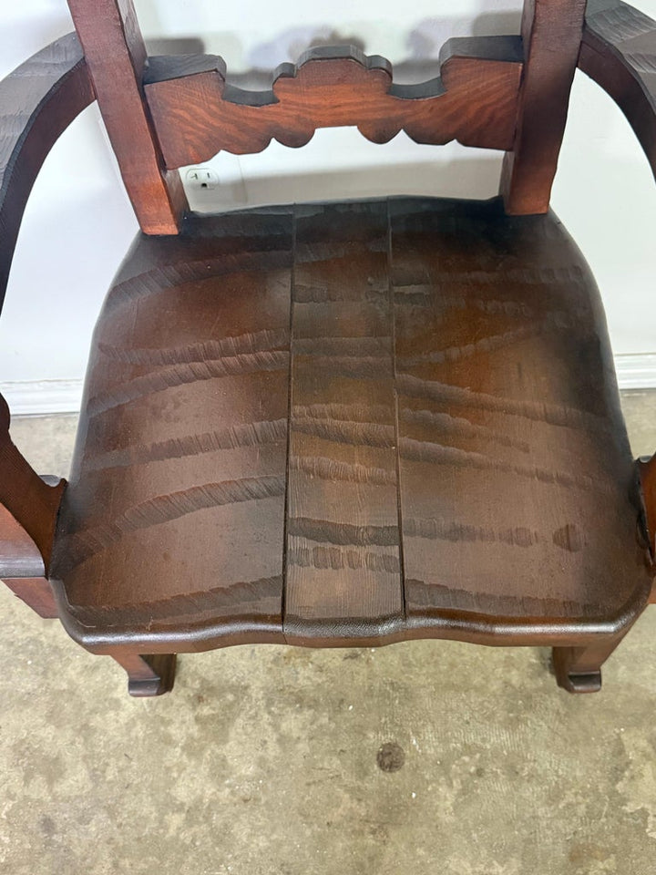 Set of 8 Spanish Colonial Revival Carved Wood Dining Chairs, Mid-20th Century