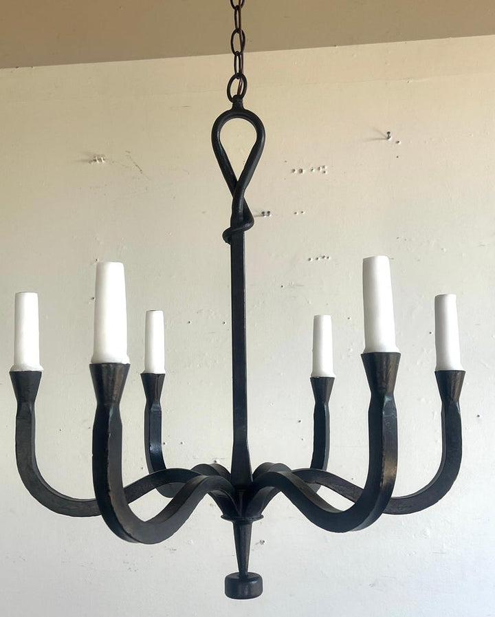 Six Light Wrought Iron Chandelier by Melissa Levinson