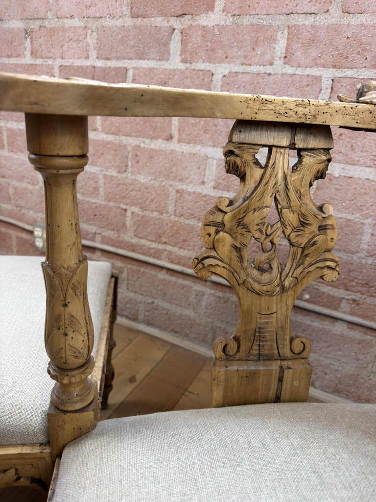 19th Century Italian Renaissance Venetian Tête-à-Tête Courting Bench w/ Cherubs