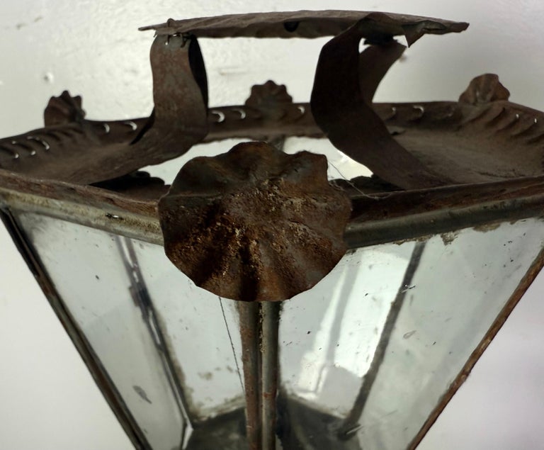 Pair of 19th Century Italian Lanterns with Carved and Painted Bases