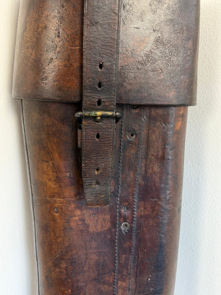 Antique 19th C. Cavalry Leather Rifle Scabbard - Original Hand-Stitched Saddle