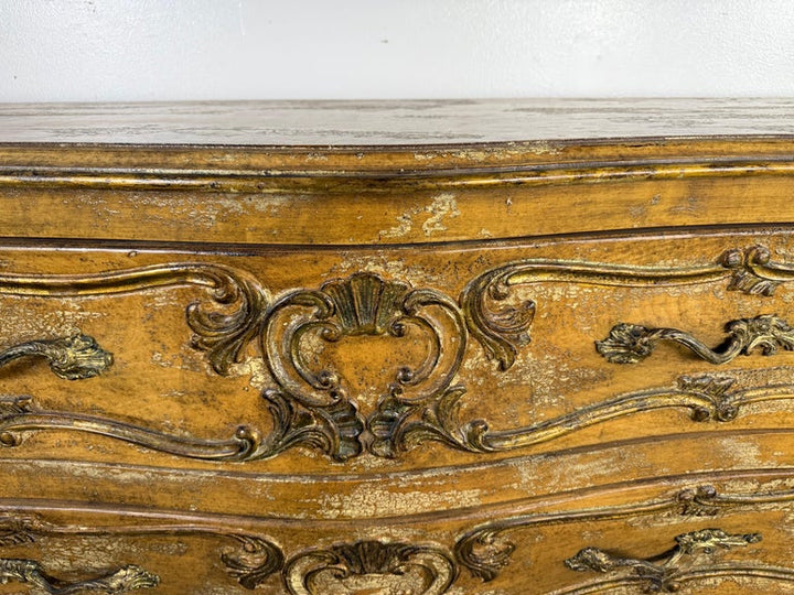 French Rococo Painted and Giltwood Commode