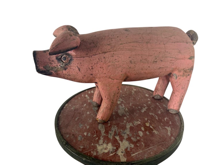 Folk Art Carved and Painted Pig