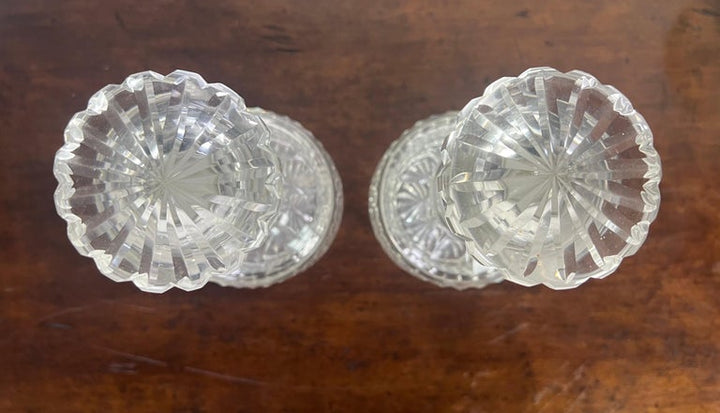 Pair of Cut Crystal & Silver Decanters C. 1930's