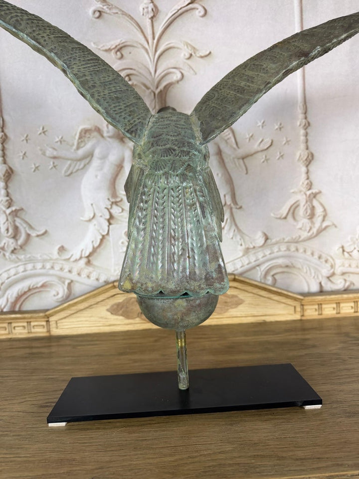 Folk Art Copper Eagle Weathervane on Iron Base