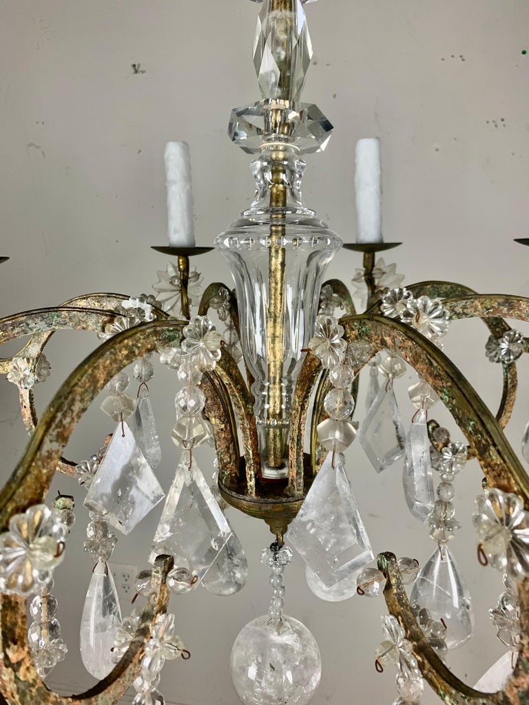 Eight Light Rock Crystal Chandelier C. 1930's