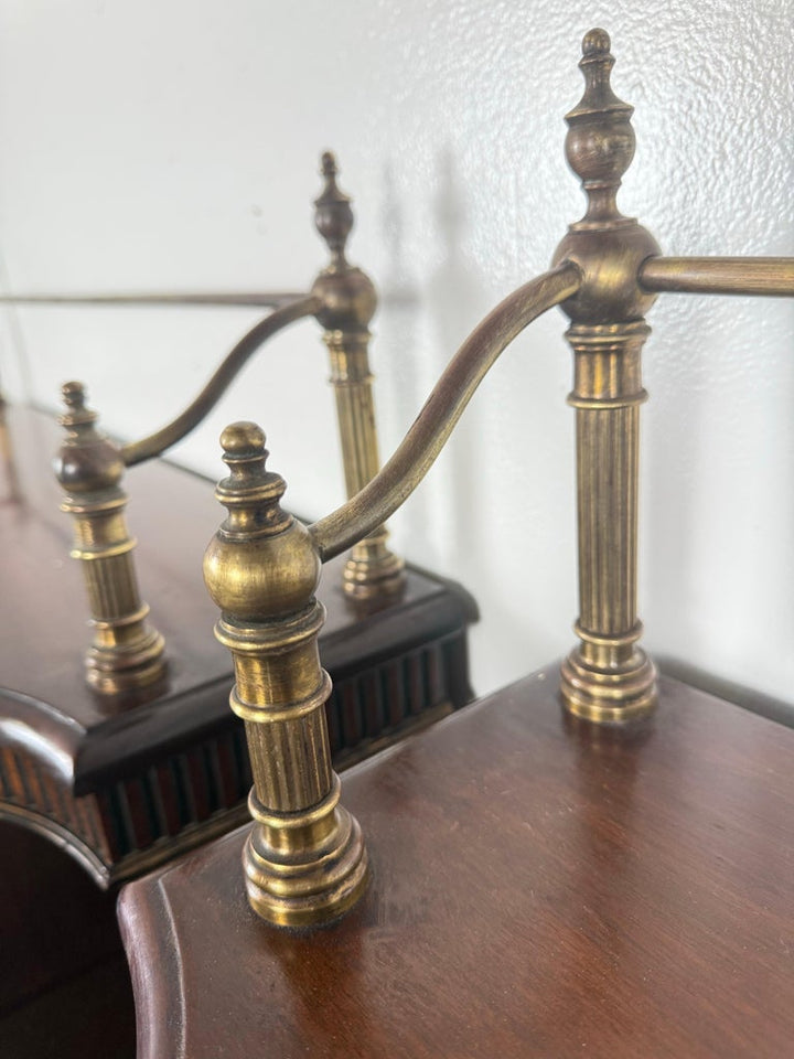 Pair of English Regency–Style Mahogany Bookcases with Brass Detailing