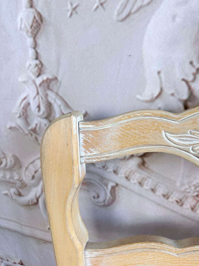Set of 10 19th Century French Provincial Bleached Oak Ladderback Dining Chairs
