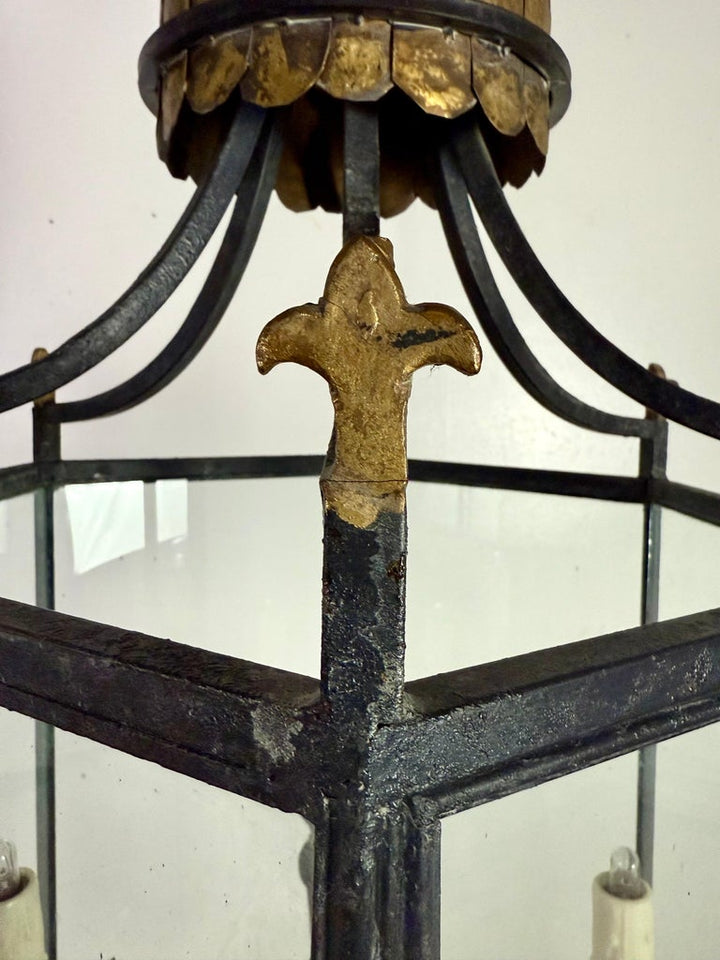 Antique Spanish Revival Hexagonal Crown Lantern-Pair Available