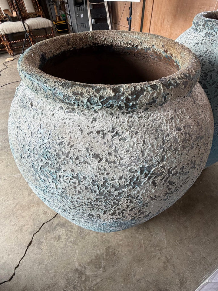 Terra cotta Blue Urns, Garden Elements, Elegant Design