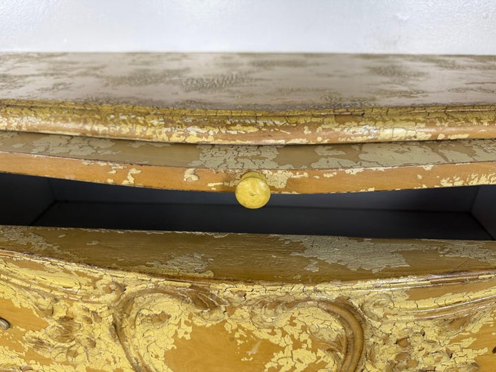 Pair of Louis XV–Style Painted Bombe Commodes with Carved Rococo Ornament