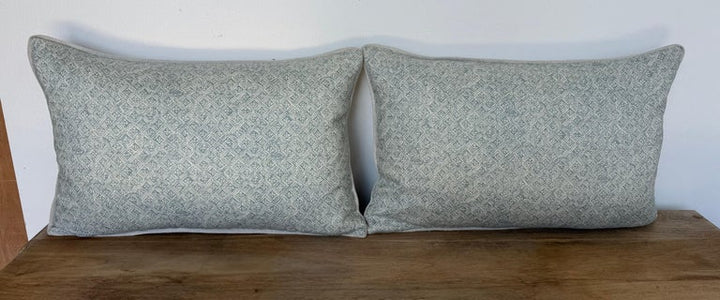 Pair of Custom Linen Pillows in Twigs Printed Fabric by Miamar Home