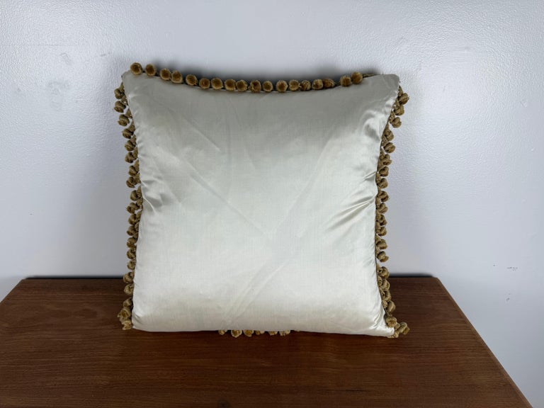 Pair of Custom Velvet Pillows with 19th-Century French Metallic Appliqués