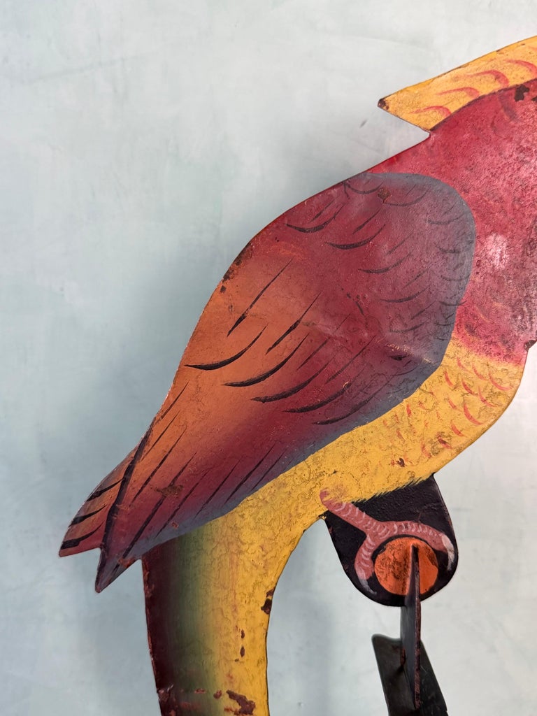 Vintage Folk Art Parrot Balancing Kinetic Sculpture