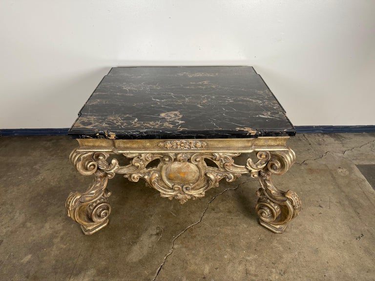Giltwood and Ebonized Marble Coffee Table by Brustlin Workshop, Los Angeles