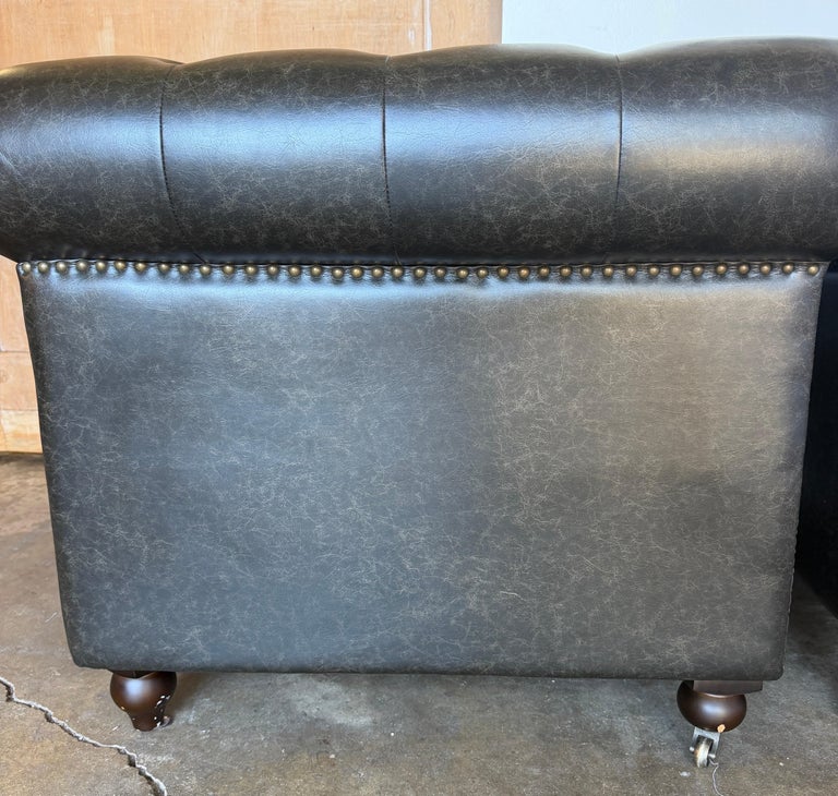 Pair of English CHesterfield Club Chairs- Tufted Armchairs