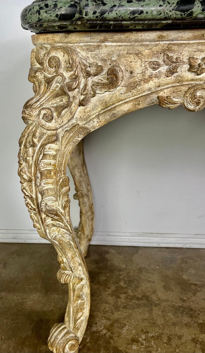 French Carved Louis XV Style Console with Marble Top