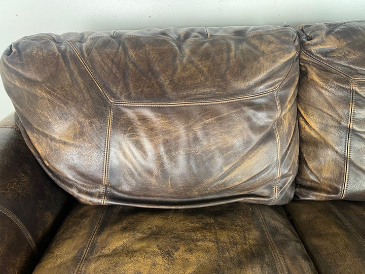 Mid-20th C. Leather Upholstered Sofa w/ Lion Paw Feet