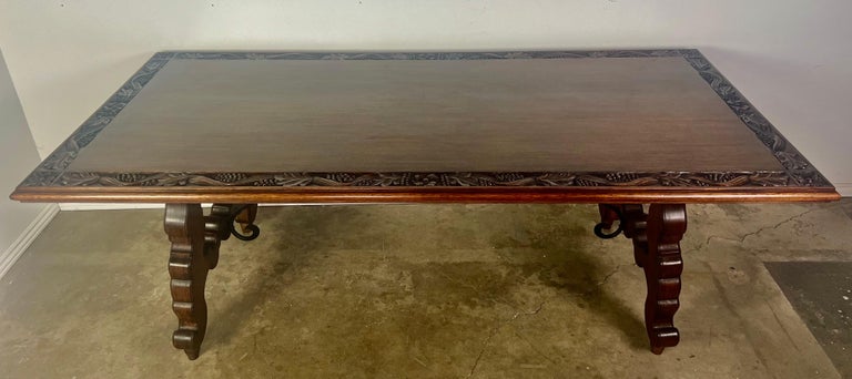 Early 20th Century Spanish Refractory Dining Table with Leaves