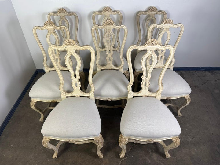 Set of Eight French Louis XV Style Dining Chairs