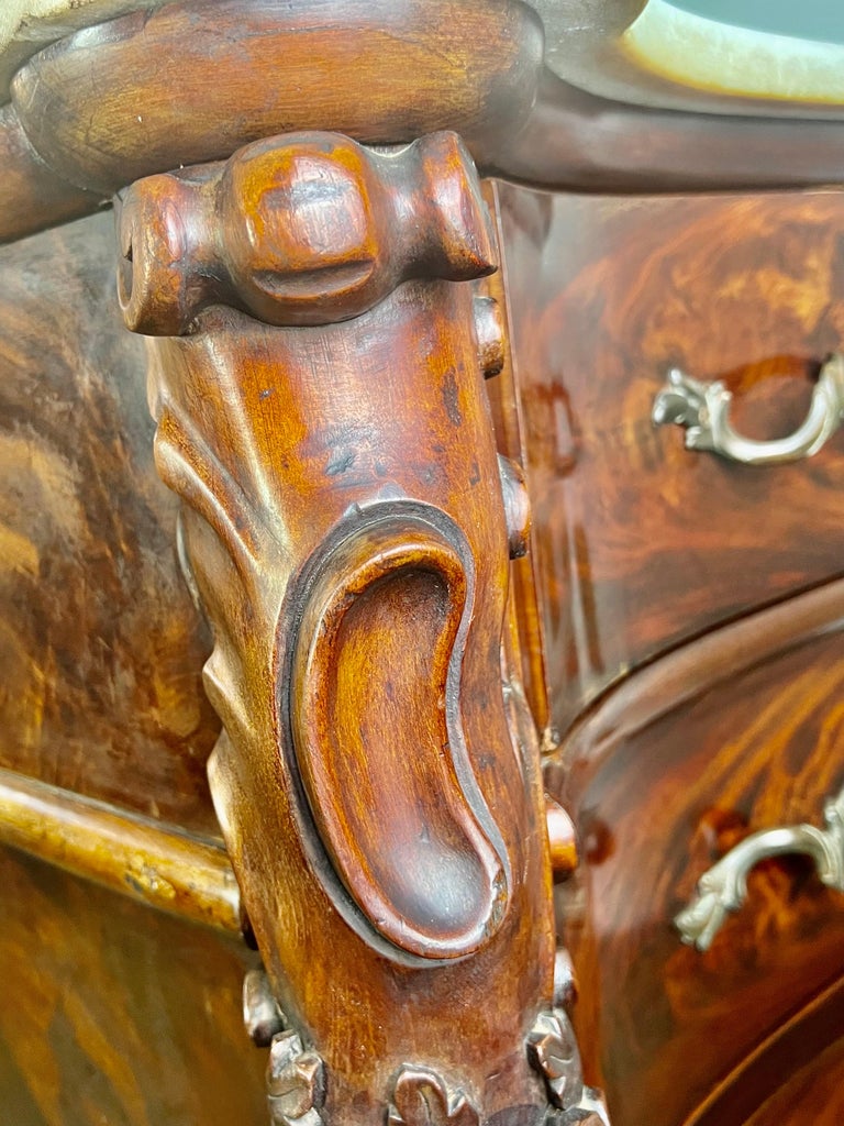 19th Century English Feathered Mahogany '4' Drawer Commode