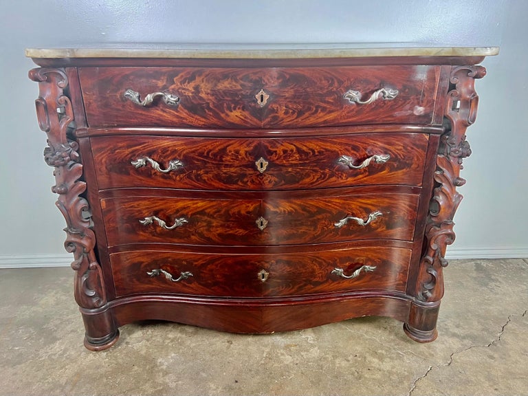 19th Century English Feathered Mahogany '4' Drawer Commode